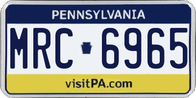 PA license plate MRC6965