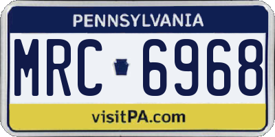 PA license plate MRC6968
