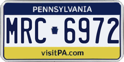 PA license plate MRC6972