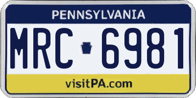 PA license plate MRC6981