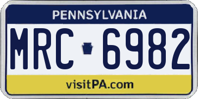 PA license plate MRC6982