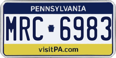 PA license plate MRC6983