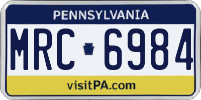PA license plate MRC6984
