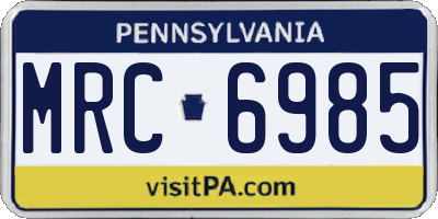 PA license plate MRC6985