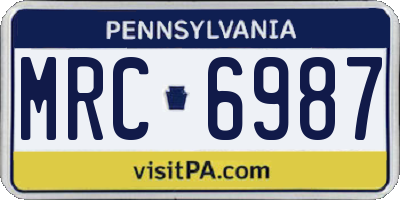 PA license plate MRC6987