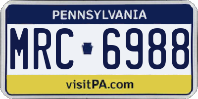 PA license plate MRC6988