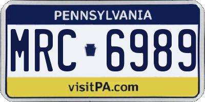 PA license plate MRC6989