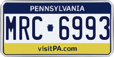PA license plate MRC6993