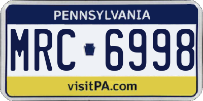 PA license plate MRC6998
