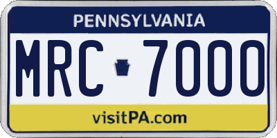 PA license plate MRC7000