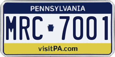 PA license plate MRC7001