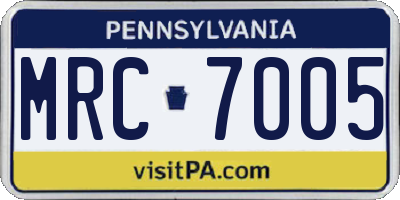 PA license plate MRC7005