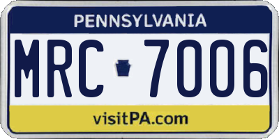 PA license plate MRC7006