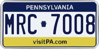 PA license plate MRC7008