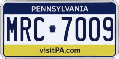 PA license plate MRC7009