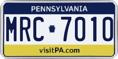 PA license plate MRC7010