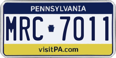 PA license plate MRC7011