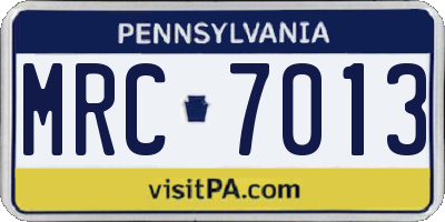 PA license plate MRC7013