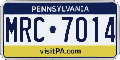 PA license plate MRC7014
