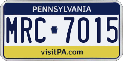 PA license plate MRC7015