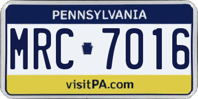 PA license plate MRC7016