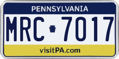 PA license plate MRC7017