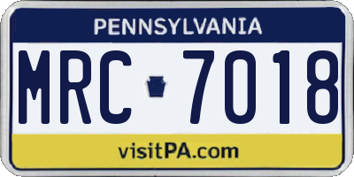 PA license plate MRC7018