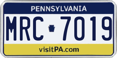 PA license plate MRC7019