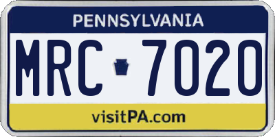 PA license plate MRC7020