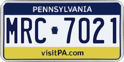 PA license plate MRC7021