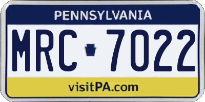 PA license plate MRC7022