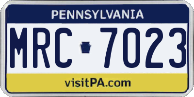 PA license plate MRC7023