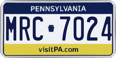 PA license plate MRC7024