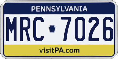 PA license plate MRC7026