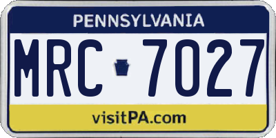 PA license plate MRC7027