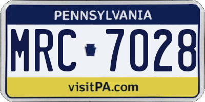 PA license plate MRC7028