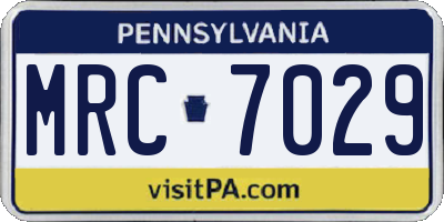 PA license plate MRC7029