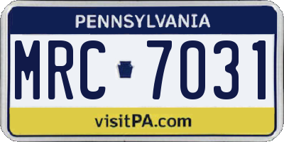 PA license plate MRC7031