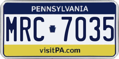 PA license plate MRC7035
