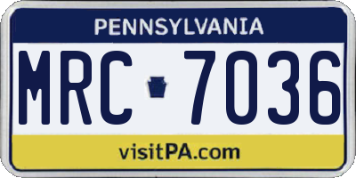 PA license plate MRC7036