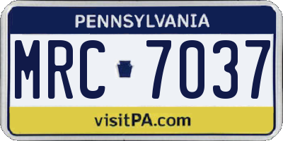 PA license plate MRC7037