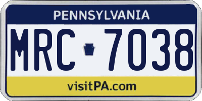 PA license plate MRC7038