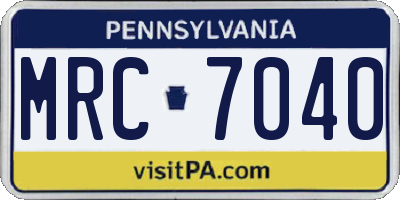 PA license plate MRC7040