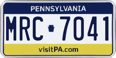 PA license plate MRC7041