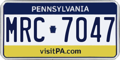 PA license plate MRC7047