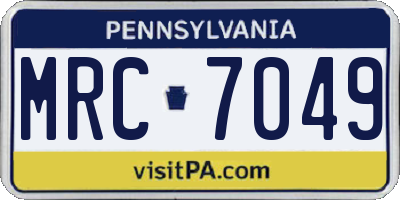 PA license plate MRC7049