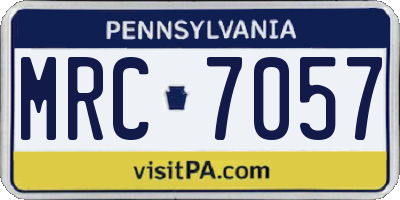 PA license plate MRC7057