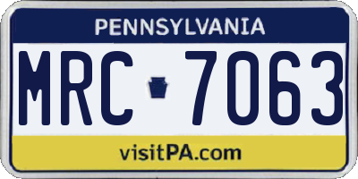PA license plate MRC7063