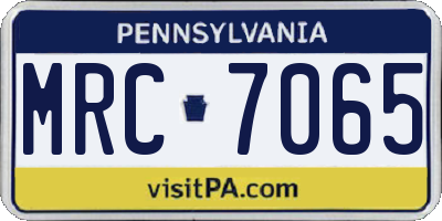 PA license plate MRC7065