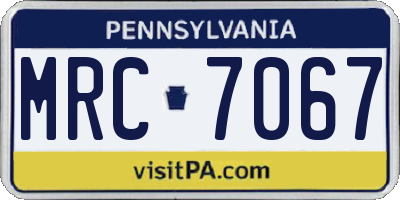 PA license plate MRC7067